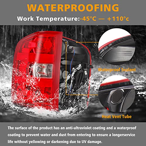 Image of Tail Light Assembly Compatible with 2007-2013 Chevy Silverado 1500 2500HD 3500HD Pickup Truck Taillights Factory Style Rear Brake Lamps OE Replacement, Passenger and Driver Side