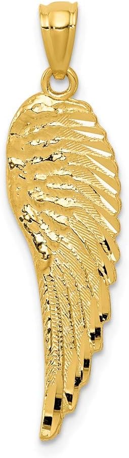 FJC Finejewelers 14 kt Yellow Gold Polished and Textured Angel Wing Charm 32 mm