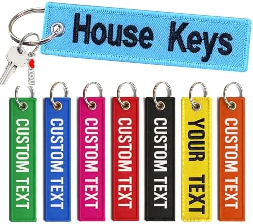 Kamao Personalized Keychain, Custom Embroidery Your Text Name Keychain, Car Key Tags suitable for Men Women Motorcycles Cars