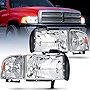 Nilight Headlights Replacement Assembly kit Compatible with 1994 1995 1996 1997 1998 1999 2000 2001 2002 Ram 1500 2500 3500 Chrome Replacement,2 Pack,Driver and Passenger Set