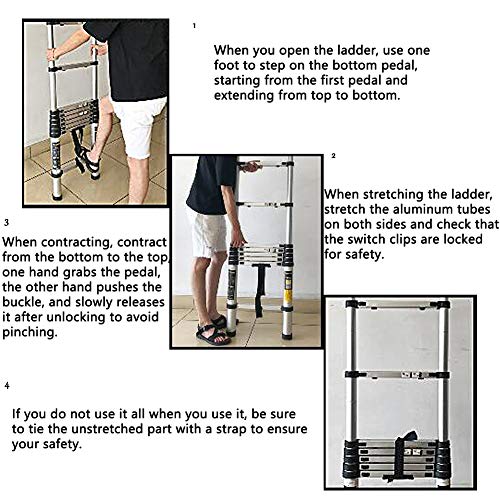 Telescopic Ladder Aluminum Extension Telescoping Ladder Foldable Extend and Climb Ladder EN131 Standard(4.5M/15Ft)
