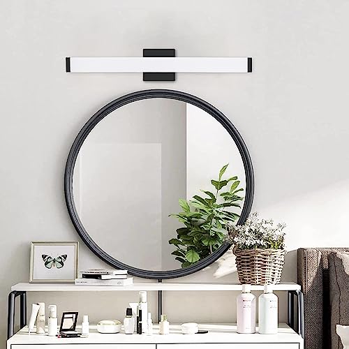 Image of Bathroom Vanity Light Brushed Nickel Square LED 24 inch 14W 4000K Natural White Light Wall Bar Lighting Fixtures Over Mirror (Matte Black, 24 inch 5CCTDimmable)