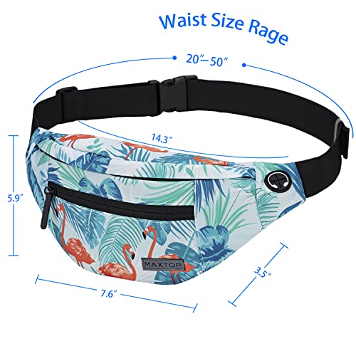 Image of Large Fanny Pack Belt Bag with Headphone Jack and 4-Zipper Pockets Adjustable Straps Waist Pack Bag for Men Women