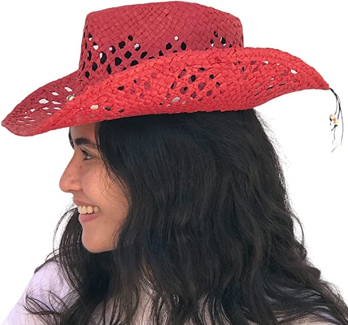 Image of SILVERFEVER Straw Cowboy Hat Cowgirl Hats Men Women Sun Hat Sombreros Vagueros Classic Western Accents Sombreros