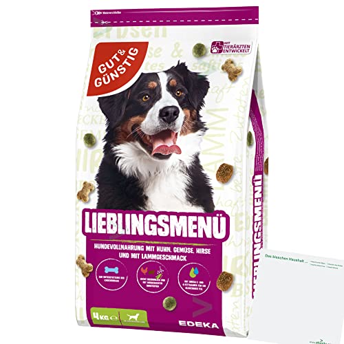 Gut&Günstig Hundefutter Lieblingsmenü Lamm-Reis-Gemüse (4kg Sack) + usy Block