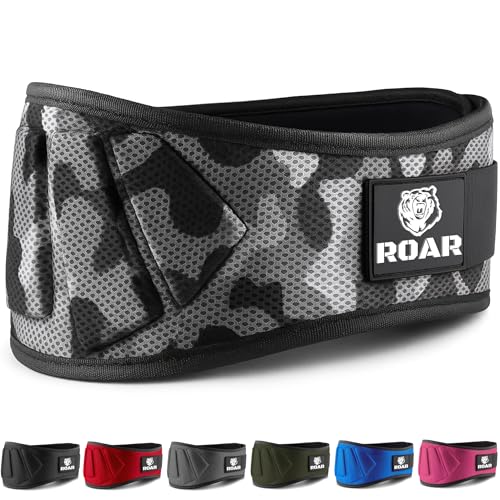 Roar® Cinturón Lumbar Gimnasio, Cinturon Gimnasio Hombre y Mujer, Cinturon Halterofilia, Powerlifting, Levantamiento Peso, Musculacion, Cinturon Gym Hombre, Cinturon Pesas