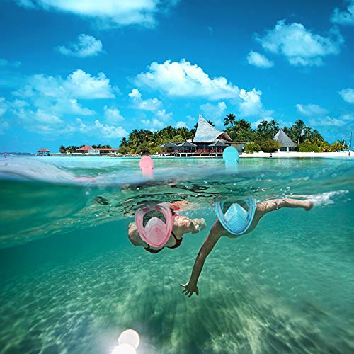 Hieha Full Face Snorkel Mask for Kids - 2020 Newly Released Anti-Fogging Anti-Leak Snorkeling Set with Detachable Camera Mount & Dive Mask Safety Breathing System Dry Top Set Foldable Diving - Thumbnail 7