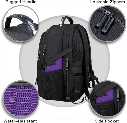 Image of ANTERK Extra Large Backpack, Travel Laptop Backpack, Sturdy TSA Water Resistant 17.3 Inch Carry on Backpacks, Anti Theft Business Computer Backpacks Gifts for Men Women, Purple