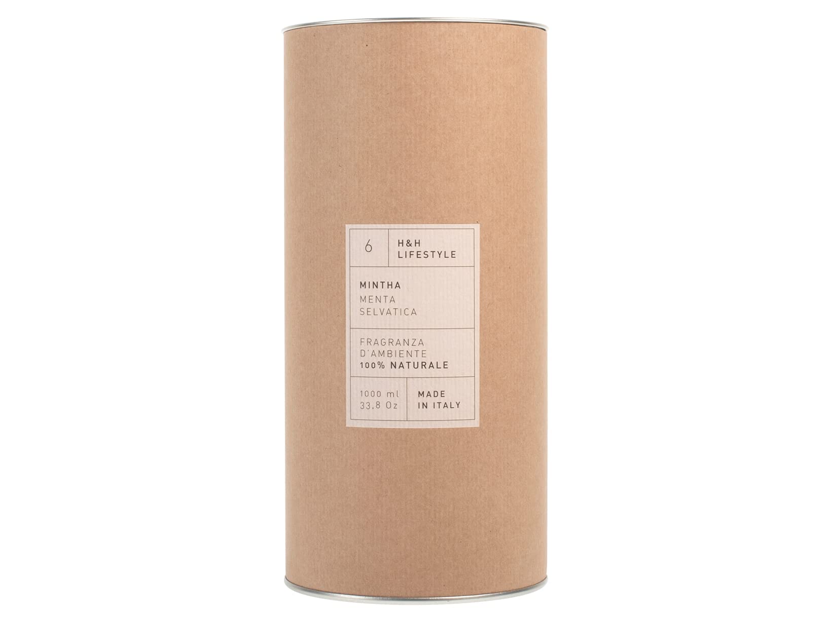 H&H Mintha Raumduft, Wilde Minze – 1 l, Flasche aus bernsteinfarbenem Glas, natürlicher und regenerierender Duft, reinigende Wirkung, hergestellt in Italien (Stäbchen Nicht im Lieferumfang enthalten)