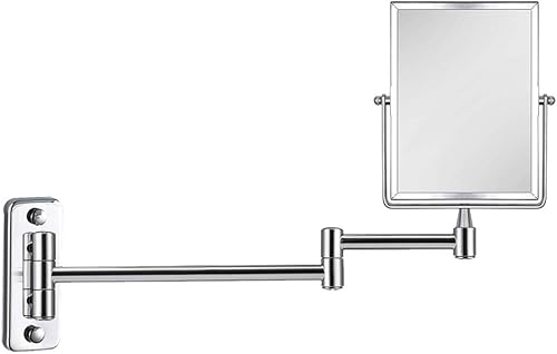 Miniatura 2 de QiMH Espejo de maquillaje de pared con aumento 3X | Rectangular 8 x 6 pulgadas con brazo extensible | Espejo giratorio de doble cara con acabado