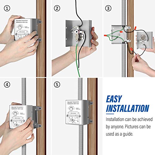 10 Inch Shutter Exhaust Fan Aluminum High Speed 1650Rpm, 820 Cfm, Silver, With Adjustable Programmable Thermostat #TOP4