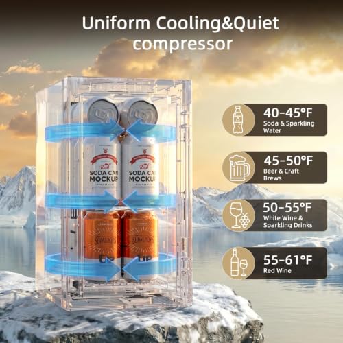 Image of Antarctic Star Mini Fridge Beverage Refrigerator, 10L Small Drink Fridge for Bedroom, beverage cooler with Digital Temp Adjustment 40-61F, Ideal for Bedroom, Dormitory, Office, Bar and Kitchen