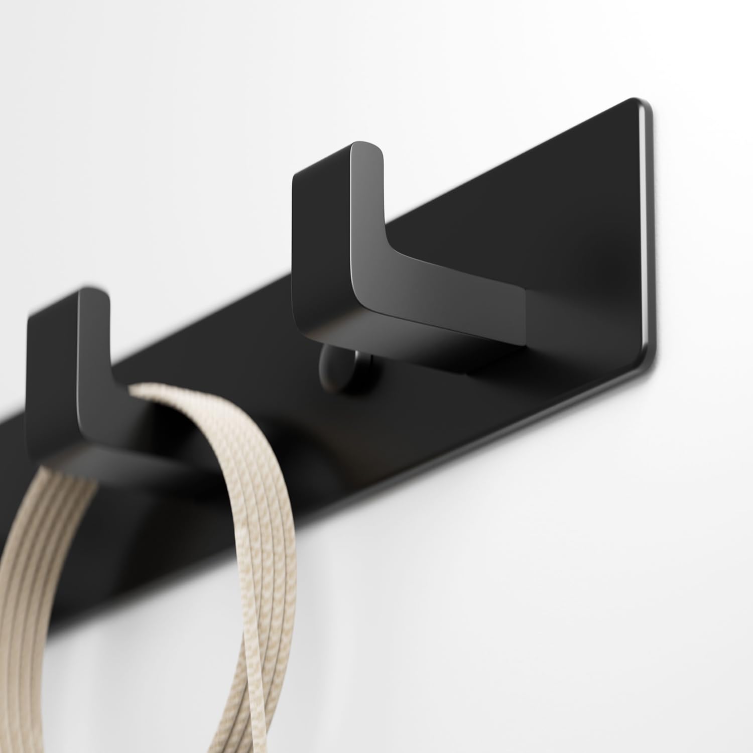 Wandgemonteerde Kledinghangers, Set van 2, Haken met 4 Haken, Wandhaken, Muurbevestiging Kledinghangers, Zwarte Hangers voor Hoeden, Sjaals, Tassen, Staande Keukenkamer