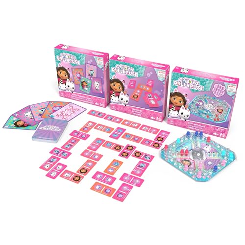 Image of Gabby's Dollhouse 3 Game Bundle Gift Set, Pop-Up Game Dominoes Jumbo Playing Cards, Gabby's Dollhouse Toys Kids Games, for Preschoolers Ages 4 and up