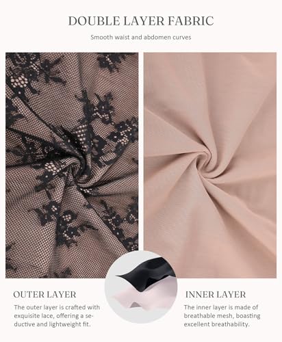 FeelinGirl Shapewear Bodysuit for Women Lace Body Suit Body Shaper Thong V Neck Tummy Control4