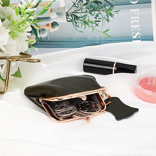 Oyachic Leather Coin Purse Cash Holder Cable Makeup Organizer Change Pouch Wallet Bag Clutch with Clasp for Men Women (Green)3