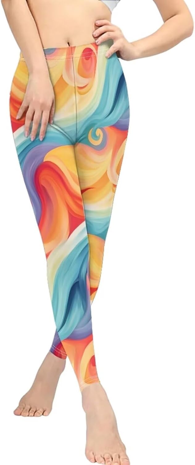 Irisjudy Christmas Cane Candy Leggings for Women Paint Splash High Waist Workout Yoga Pants Snowflake Stretchy Gym Trousers