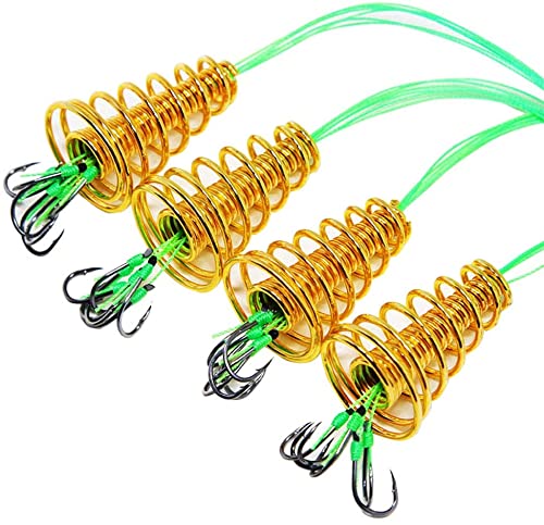 Hunting Hobby Barbed Fishing Hooks Set with Spring Bait Traps for Freshwater/Saltwater and All Kinds of Fishing Rods, Anti-Hanging and Anti-Winding 4 Pcs (#12)-image-19