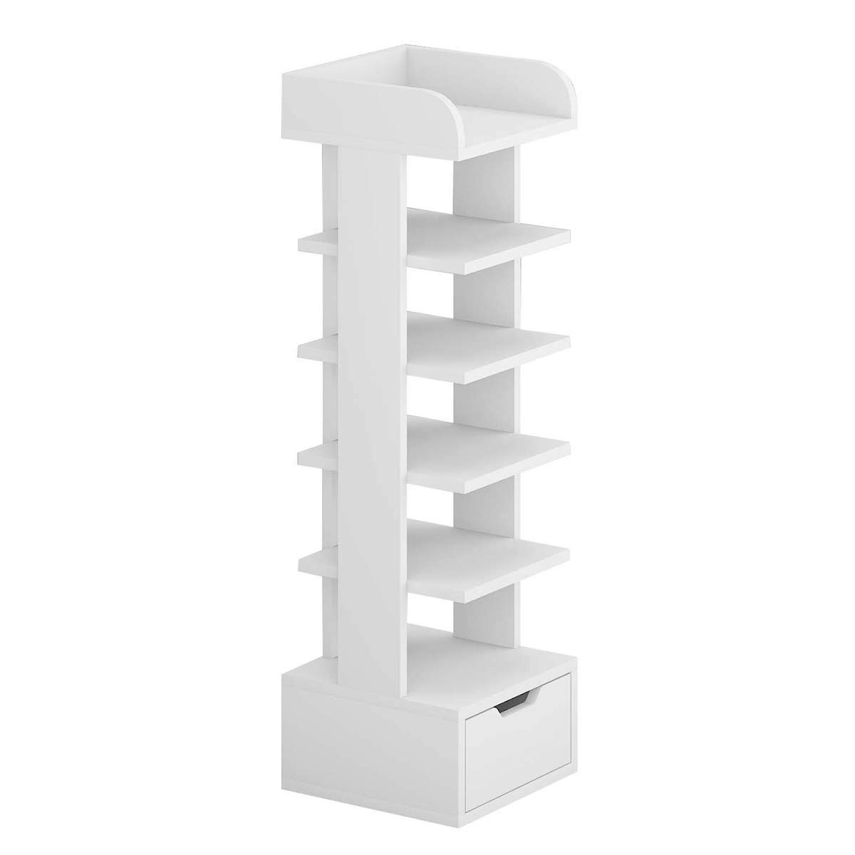 White Wooden 5 Tier Slim Narrow Tall Shoe Rack Storage Free Stand Shoe
