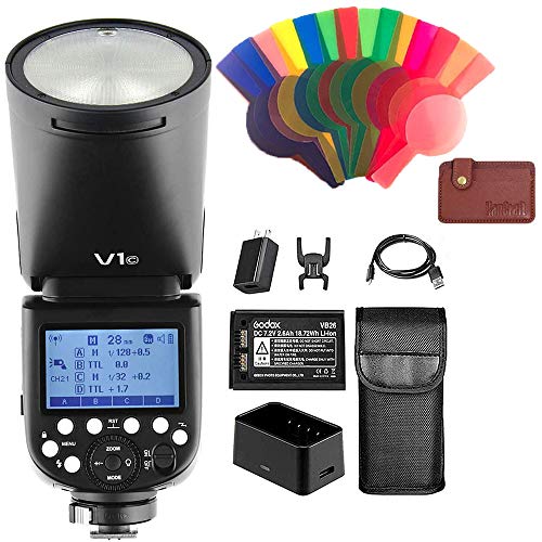 Godox V1-C Camera Flash Speedlite, Round Head TTL Flash with 2.4G Wireless system, 1/8000 HSS, 10 Level LED Modeling Lamp, 2600mAh Lithium Battery, Compatible with Canon Cameras