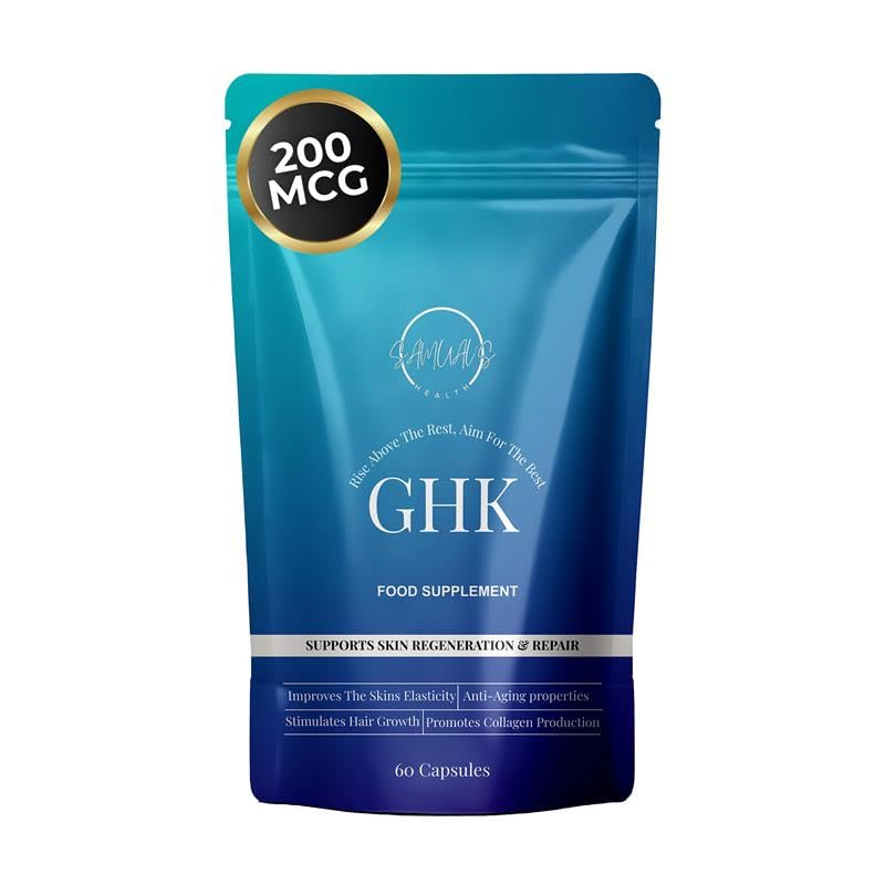 GHK-Cu Peptide Capsules – Copper Peptide Supplement for Hair, Skin & Nails – Natural Cellular Health & Recovery Support – Pure GHK CU Complex – 200mcg Copper Supplements - 60 Capsules (200mcg)