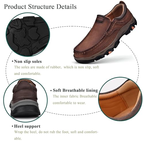 Non Slip Loafers Shoes for Men Slip on Waterproof Lightweight Breathable Leather Men's Walking Sneakers Comfortable Casual Driving Shoes2