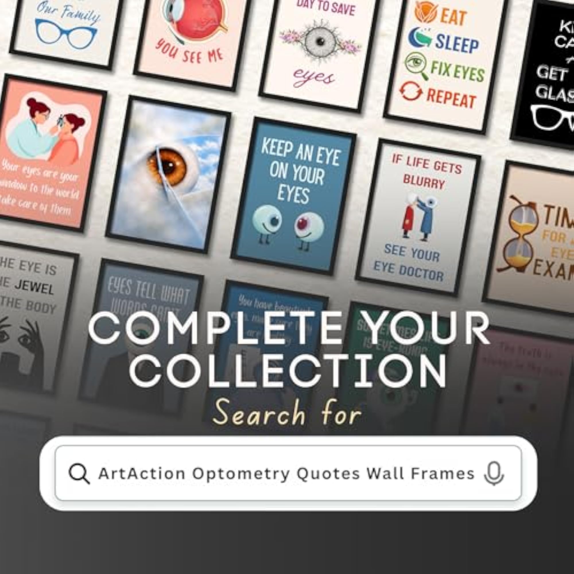 Optometry Wall Frame Poster, Creative Eye Clock Art
