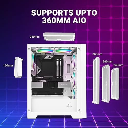 Ant Esports ICE-170TG Mid-Tower Computer Case/Gaming Cabinet - White | Support ATX, Micro-ATX, ITX | Pre-Installed 3 Front Fans & 1 Rear Fan - Image 6