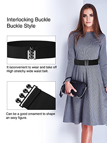 Chuangdi 4 Pack Vintage Wide Hook Plus Stretchy Elastic Waist Belt Waistband Corset Cinch Belt (Style 1, Size 1)3