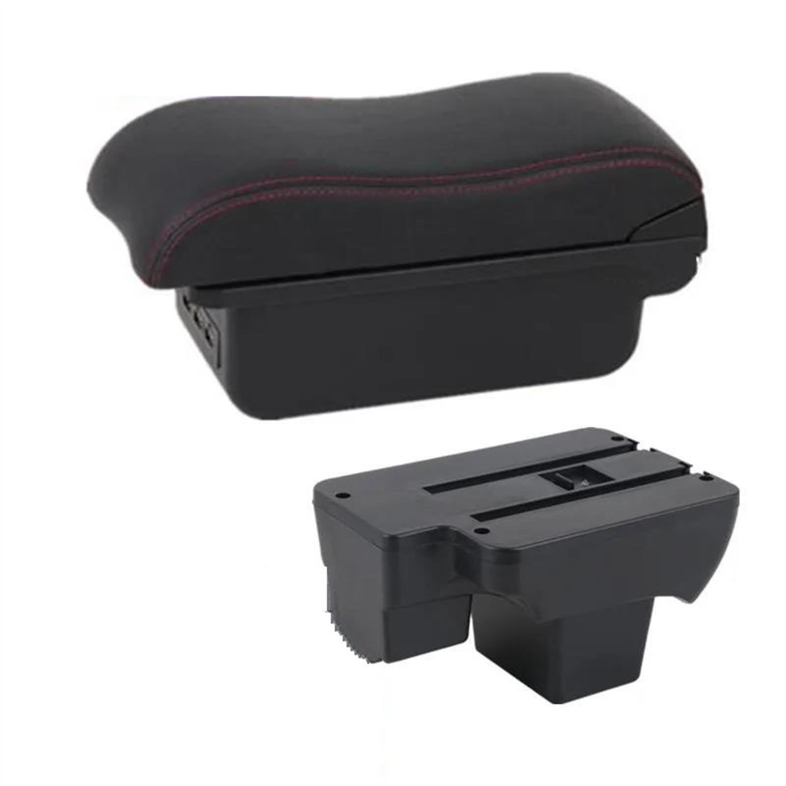 NOHEEU Car Armrest Box Dedicated Retrofit Parts 2019-2024 Storage Accessories For Polo(B Red black 3USB)