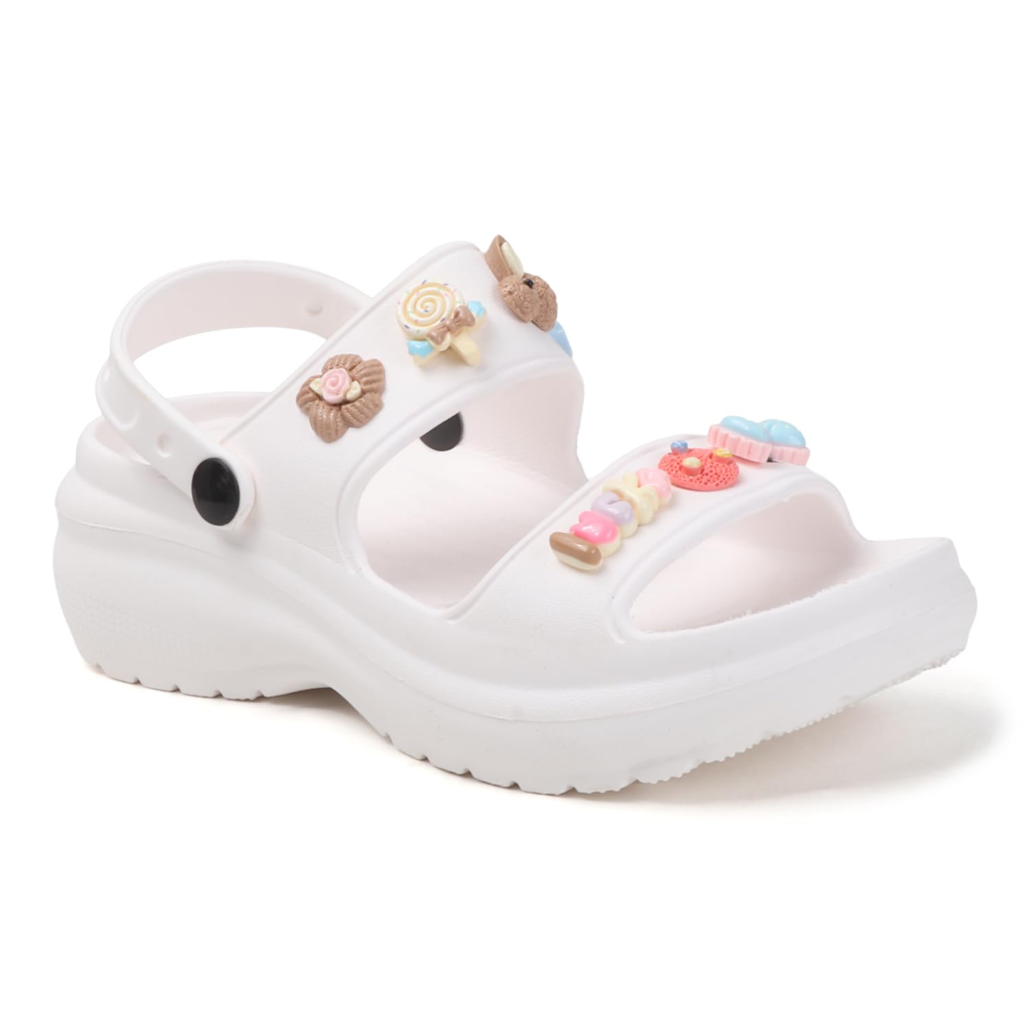 Platform Sandals, Adjustable Strap, Floral Embellishments, Lightweight,Clogs-image-13