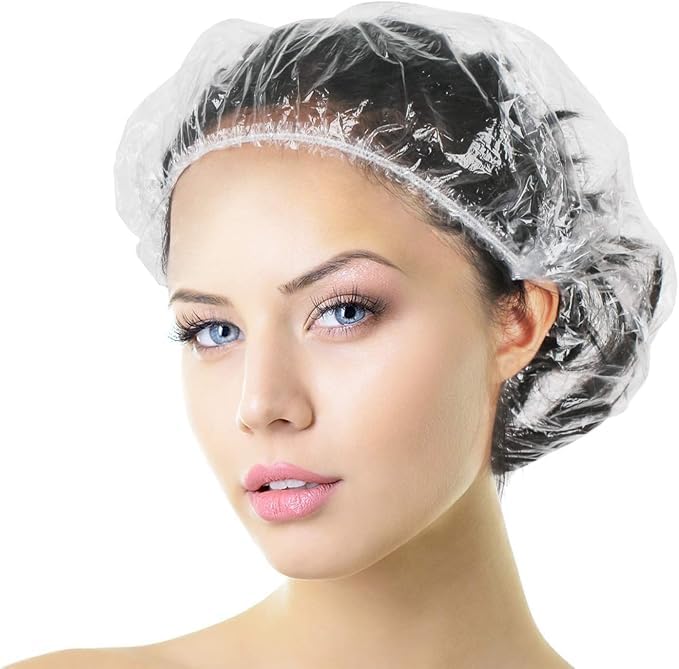 Waterproof Disposable Hair Cap for Women & Men, Clear Plastic Spa, Salon, Food Handling, Hotel, Travel & Dyeing Use High Quality Bath Shower Protection Hat for Bathroom & Beauty Treatments-picture-32