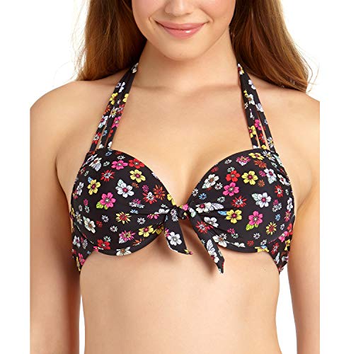 California Waves Top de biquíni júnior floral com tiras e aro, Multi, M