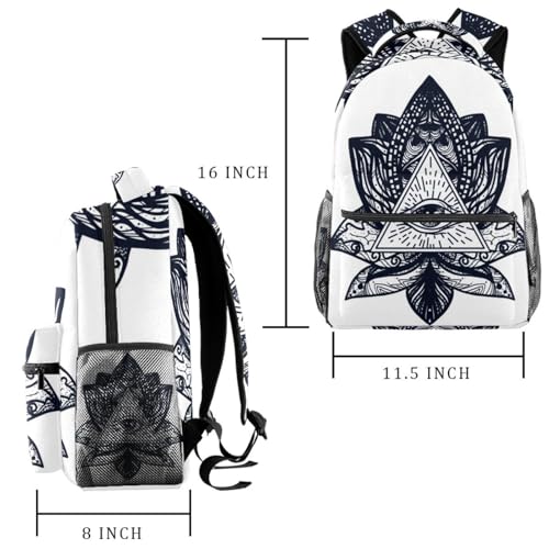 Sac à dos d'école motif œil et triangles 29.4x20x40cm