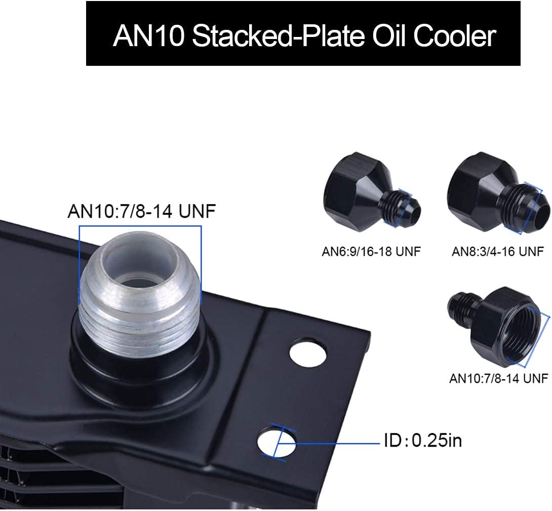EVIL ENERGY 16 Row AN10-10AN Stacked Plate Oil Cooler 6AN 8AN Adapter Universal Engine Transmission Bundle with AN 3-12 Wrench Spanner