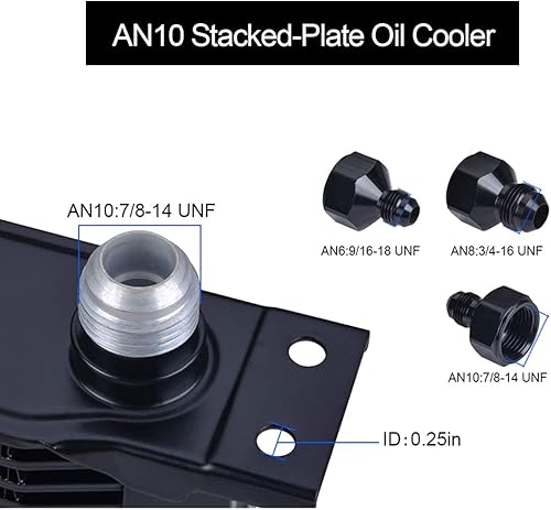 Miniatura 6 de EVIL ENERGY Enfriador de aceite de placa apilada AN10-10AN de 16 filas Adaptador 6AN 8AN Paquete de transmisión de motor universal con llave inglesa