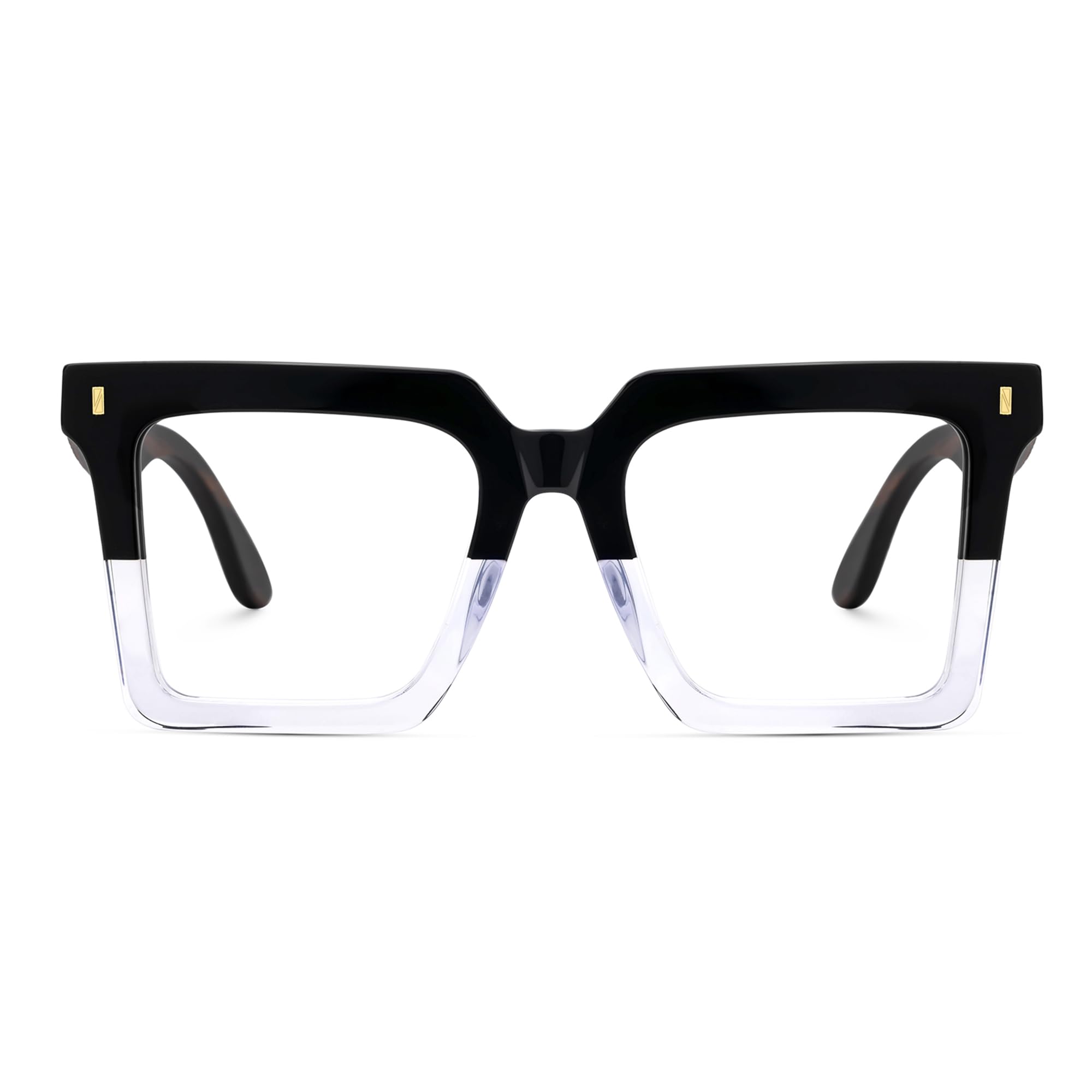 Zeelool Vintage Square Wood Arm Eyeglasses Frame for Men with Non-prescription Clear Lens ZJGX320783-07 Black-crystal