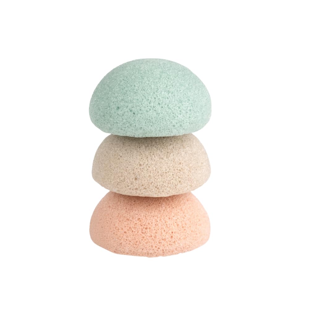 Jané Esponjas de Baño para Bebé de Konjac Natural, Pack de 3, Ultra Suaves, 100% Vegetales y Biodegradables, Piel Sensible y Recién Nacidos