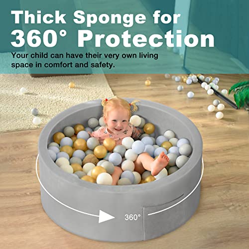 Beleev Foam Ball Pit For Toddlers Kids, Kiddie Memory Ball Pool Soft Round Designed, Children Ideal Gift For Babies Infants Indoor Outdoor Game Playpen 35.5 X 11.8 Inches, Boys Girls Play Toy, Grey #TOP2