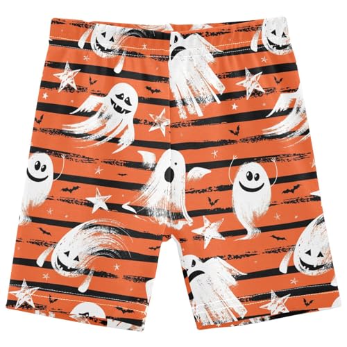 Dallonan Girls Dance Shorts, Toddler Biker Shorts Cartwheel Under Dress Cute White Ghost Kids Biking Clothes 4-10Y