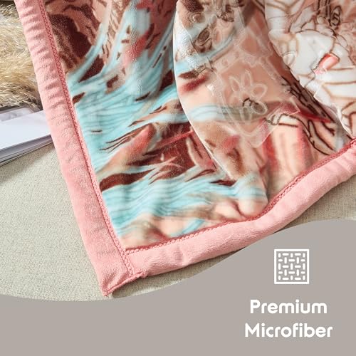 Image of Nestl Korean Mink Blanket King Size - 12 Lbs Velvet Fleece Korean Blanket - 2 Ply Warm & Thick Winter Blanket - Wrinkle & Fade Resistant - 87 x 94 Inches (Peach)