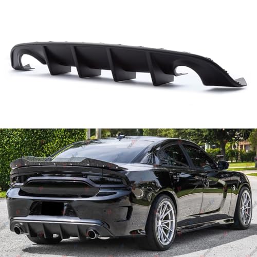 WheelX Rear Diffuser Compatible with 2015-2023 Dodge Charger Rear Bumper Lip Splitter Fit for SRT Hellcat Scat Pack 392 GT R/T Daytona (Matte Black)