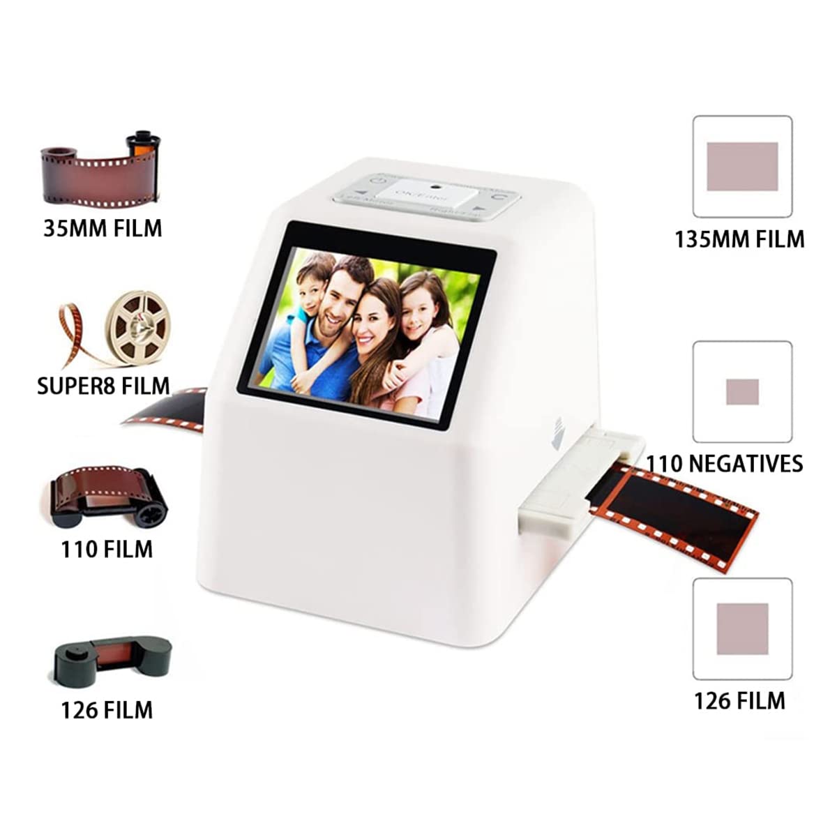 Scanner per pellicole e Diapositive ad Alta risoluzione con Schermo LCD da 3,5", Schermo LCD all-in-1 da 22 MP, 1080P, convertitore di pellicole digitali, converte pellicole da 35 mm, 126, 110, S