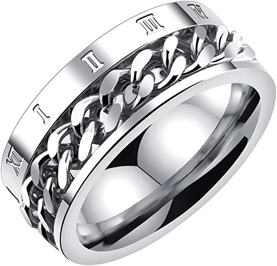 MEENAZ Silver Ring for Men Mens couples gents unisex Boys Boyfriend Friends Stainless Steel thumb Band Stylish adjustable proposal Couple Platinum combo Valentine Anniversary chain Finger RINGS 175_17 (B0C66953L8) Amazon Price History, Amazon Price Tracker