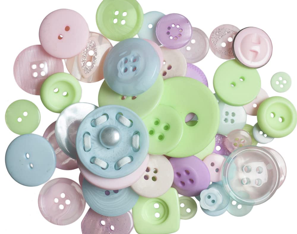 60g Assorted Pastels Buttons for Crafts | Sewing Scrapbooking Card Making