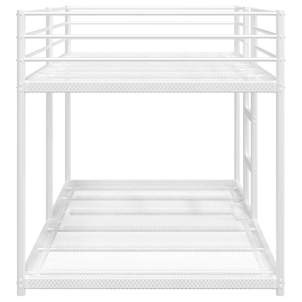 IKAYAA Litera de 75x190 cm, literas de Hierro, Metal, para Niños, Juveniles, con Escalera y Protección Anticaídas, Blanco