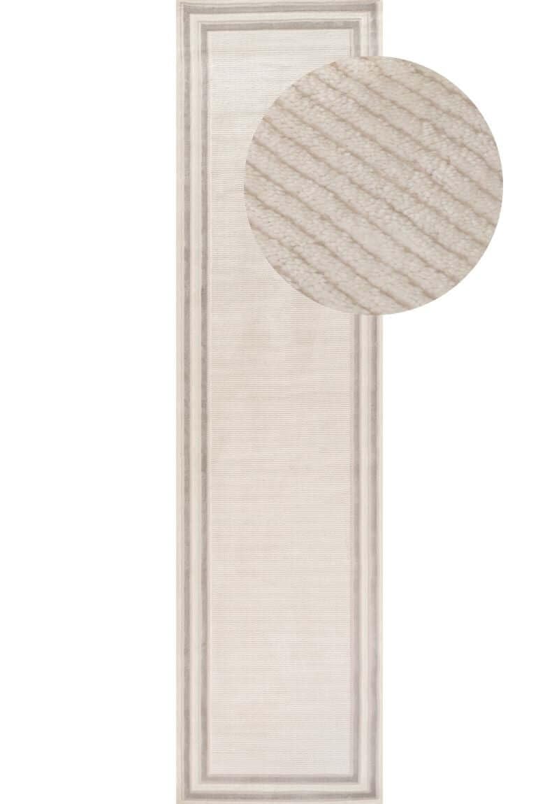 THE RUGS Carmel Modern Area Rug - Stain-Resistant, Non-Shedding, Durable Rugs for Bedroom and Hallway [ Bordered Grey, 80x300 cm ]