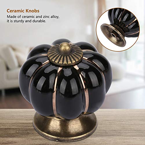 Fockety Pumpkin Decorative European Door Knobs, Ceramic Handle, Lovely for Cabinet Drawer Furniture Drawer(black) - Image 3