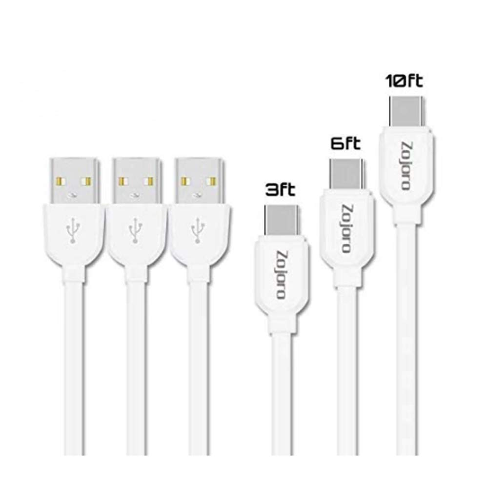 USB Type C Cable, Zojoro 3Pack [3Ft 6Ft 10Ft] High Speed USB C Data & Charging Cable