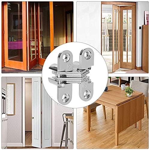 Hidden Door Hinges 10 Pack Concealed Cross Hinge Invisible 180 Degree Hinge Swing Coss Invisible Hinge For Cabinets, 0.47'' Leaf Width, 1.7" Leaf Hight #TOP4